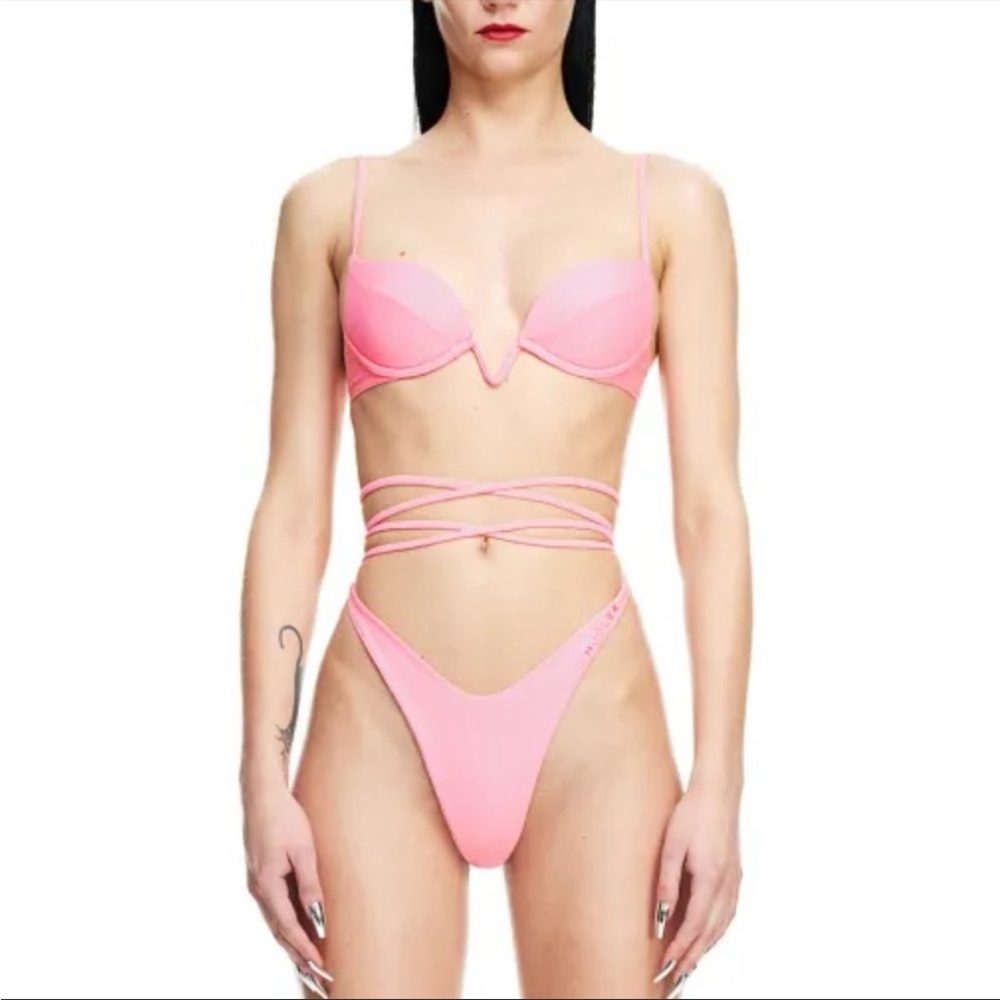 MUGLER x H&M BIKINI TOP PINK SIZE 0 NWT